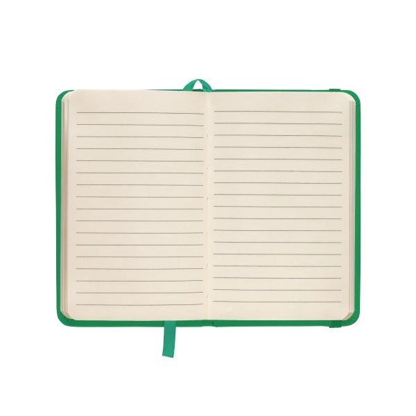 Immagine Quaderno in PU con elastico colorato, fogli a righe (80 pag.), segnalibro in raso