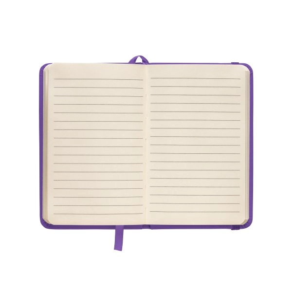 Immagine Quaderno in PU con elastico colorato, fogli a righe (80 pag.), segnalibro in raso