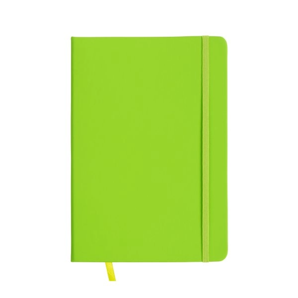 Quaderno in PU con elastico colorato, fogli a righe (80 pag.) colore avorio, segnalibro in