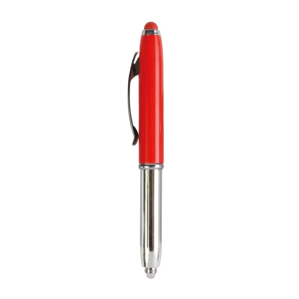 Immagine Mini penna in plastica color argento, con cappuccio e clip in metallo, con luce