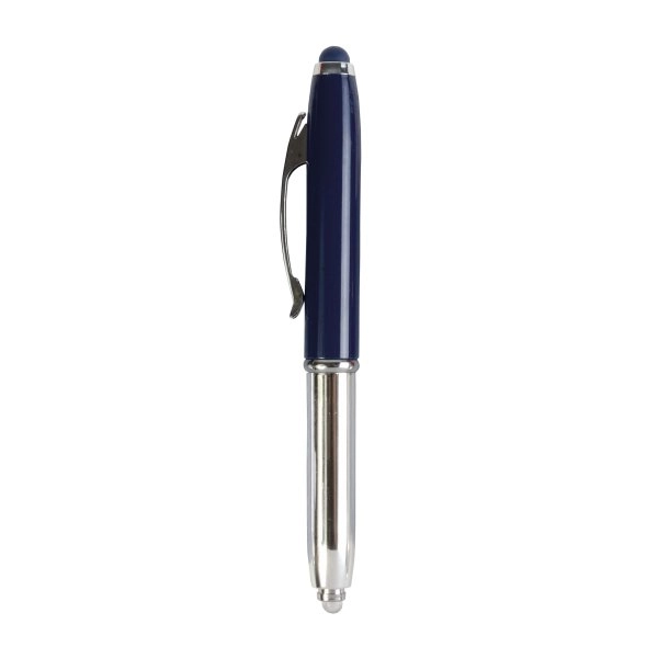 Immagine Mini penna in plastica color argento, con cappuccio e clip in metallo, con luce
