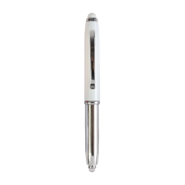 Immagine Mini penna in plastica color argento, con cappuccio e clip in metallo, con luce
