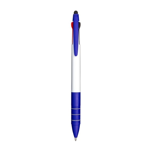 Penna a scatto in plastica con 3 refill dei colori blu, nero e rosso