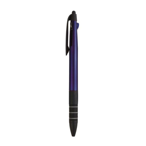 Immagine Penna a scatto in plastica con 3 refill dei colori blu, nero e rosso