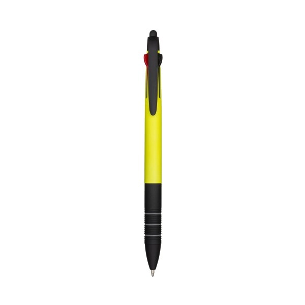 Immagine Penna a scatto in plastica con 3 refill dei colori blu, nero e rosso