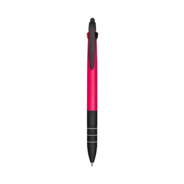 Immagine Penna a scatto in plastica con 3 refill dei colori blu, nero e rosso