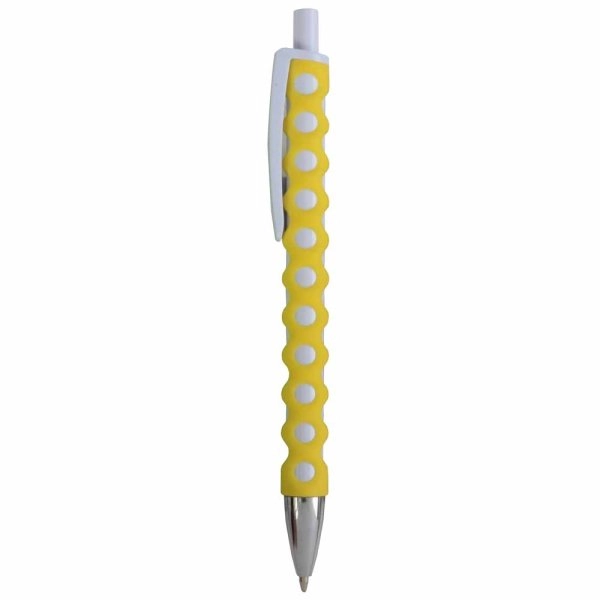 Immagine Penna a scatto in plastica con fusto, clip e pulsante bianchi, rivestimento gommato