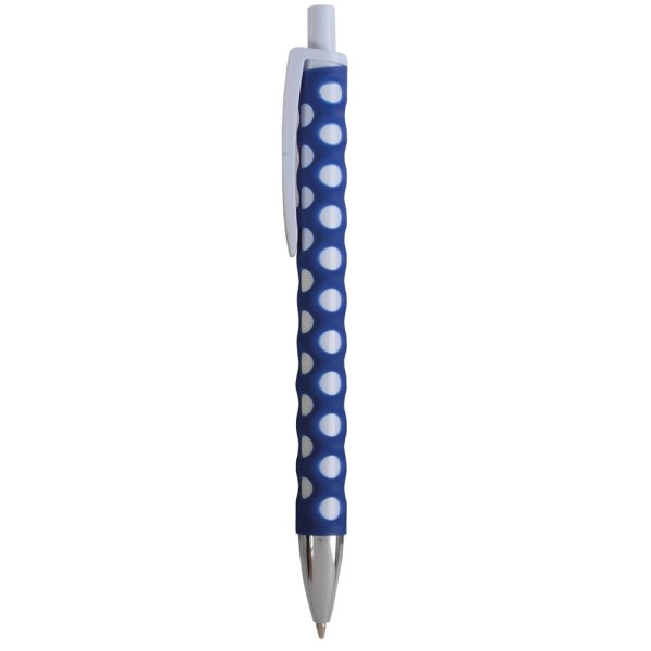 Immagine Penna a scatto in plastica con fusto, clip e pulsante bianchi, rivestimento gommato