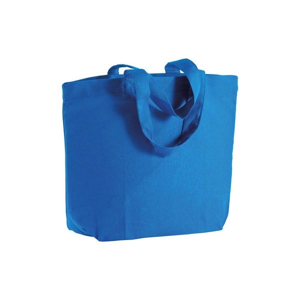 Shopper con soffietto alla base in cotone 120 g/m2, manici corti