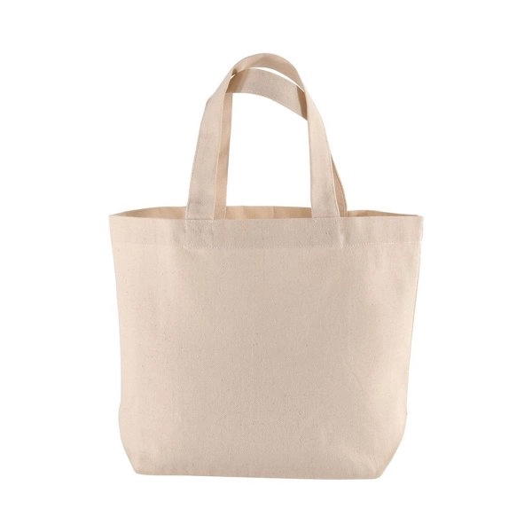 Immagine Shopper con soffietto alla base in cotone 120 g/m2, manici corti