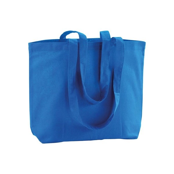 Shopper con soffietto alla base in cotone 120 g/m2, manici lunghi