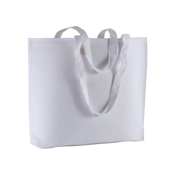 Shopper con soffietto alla base in cotone 135 g/m2, manici lunghi