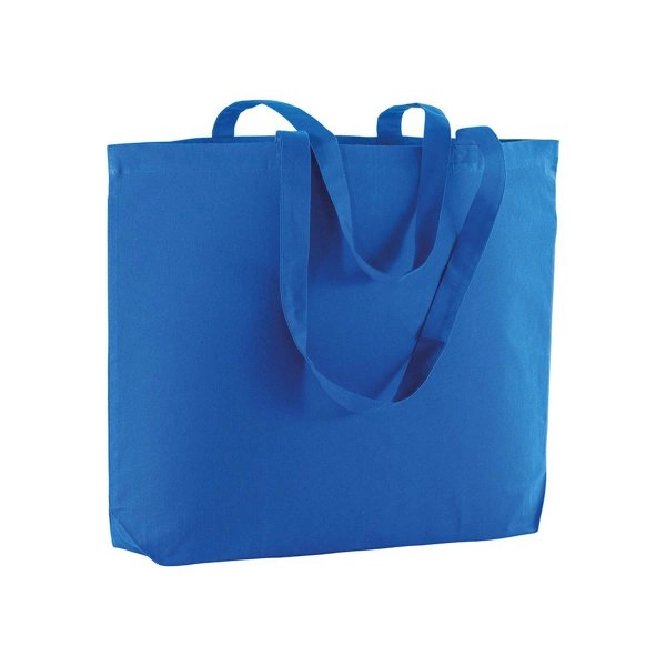 Shopper con soffietto alla base in cotone 135 g/m2, manici lunghi
