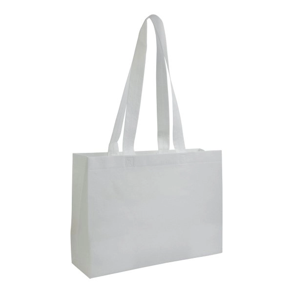 Immagine Shopper con soffietto alla base in TNT 70 g/m2 termosaldato, manici lunghi