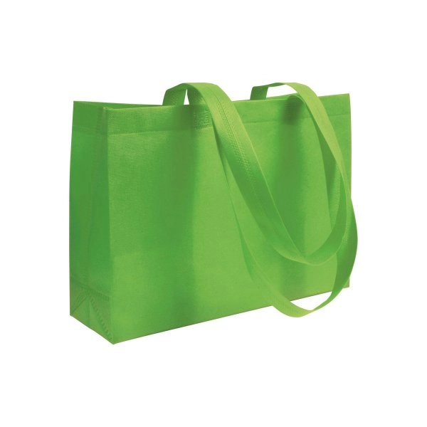 Shopper con soffietto alla base in TNT 70 g/m2 termosaldato, manici lunghi