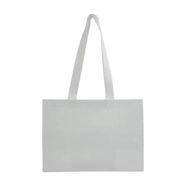 Immagine Shopper con soffietto alla base in TNT 70 g/m2 termosaldato, manici lunghi