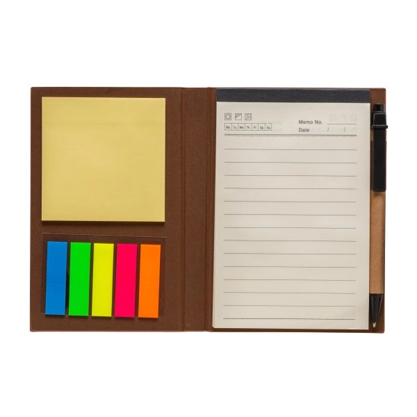 Immagine Block Notes in cartoncino con elastico colorato, penna, fogli a righe (70 pag.) e fogliett