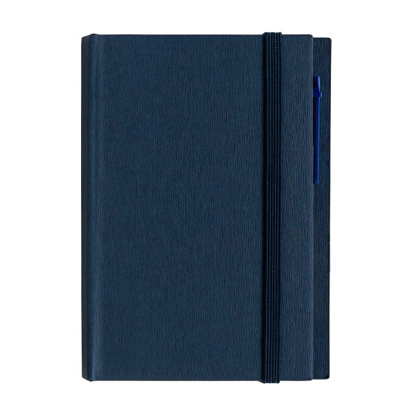 Immagine Block Notes in cartoncino con elastico colorato, penna, fogli a righe (70 pag.) e fogliett