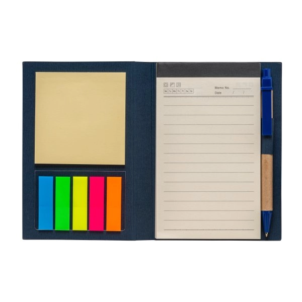Immagine Block Notes in cartoncino con elastico colorato, penna, fogli a righe (70 pag.) e fogliett