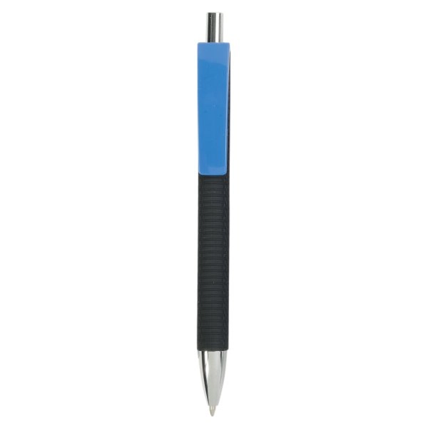 Immagine Penna a scatto in plastica con fusto gommato effetto pneumatico nero, con clip larga