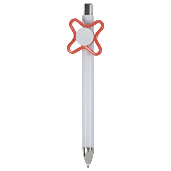 Immagine Penna a scatto in plastica bianca con spinner colorato