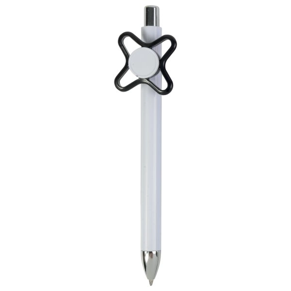 Immagine Penna a scatto in plastica bianca con spinner colorato