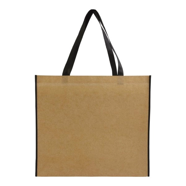Immagine Shopper con soffietto in TNT laminato, manici lunghi a nastro colorati