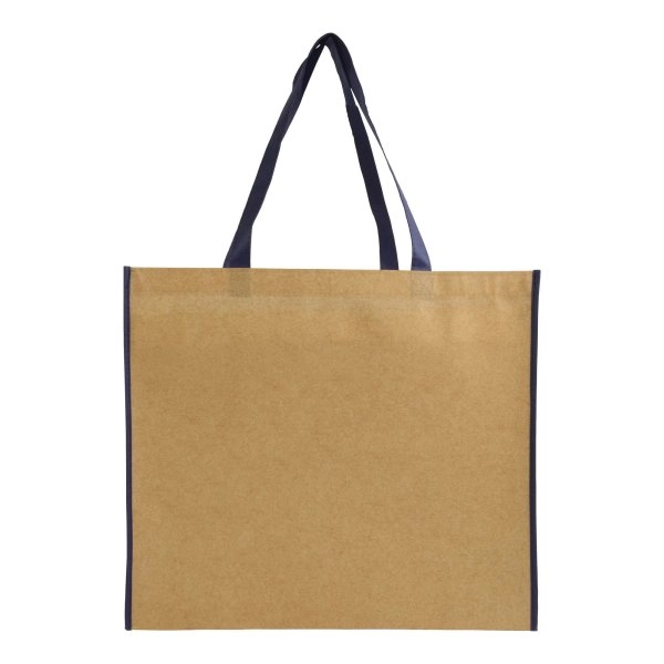 Immagine Shopper con soffietto in TNT laminato, manici lunghi a nastro colorati
