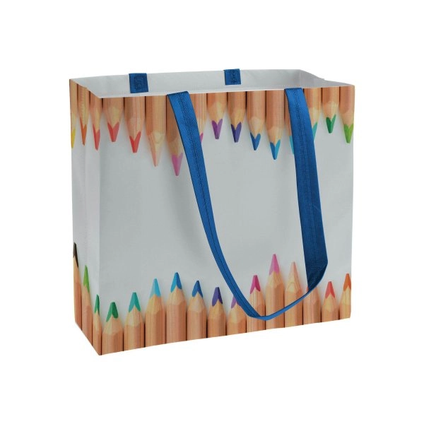 Immagine Shopper in TNT laminato con stampa a tema, manici lunghi e soffietto