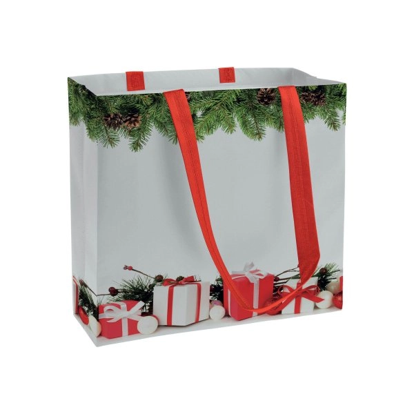 Immagine Shopper in TNT laminato con stampa a tema, manici lunghi e soffietto
