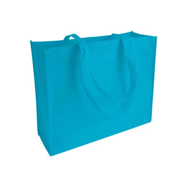 Shopper con soffietto in TNT cucito, manici lunghi