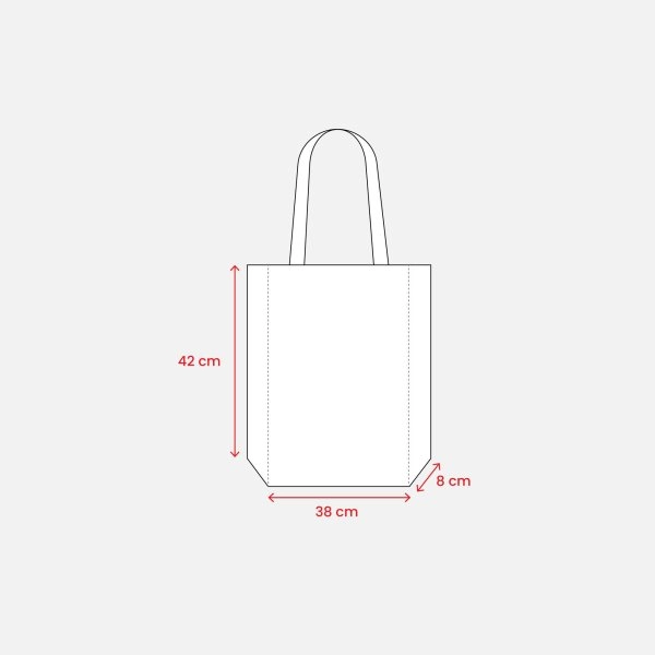 Immagine Shopper con soffietto in cotone biologico 140 g/m2, manici lunghi