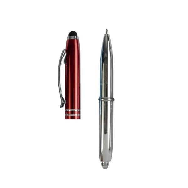 Immagine Mini-penna a sfera con luce e gommino per touch screen