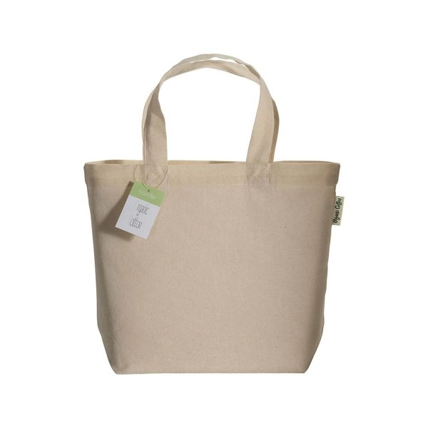 Immagine Shopper in cotone biologico con manici corti e soffietto alla base