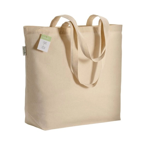 Immagine Shopper in cotone biologico con manici lunghi e soffietto alla base