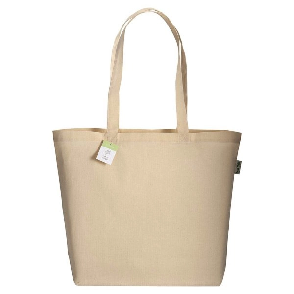 Immagine Shopper in cotone biologico con manici lunghi e soffietto alla base