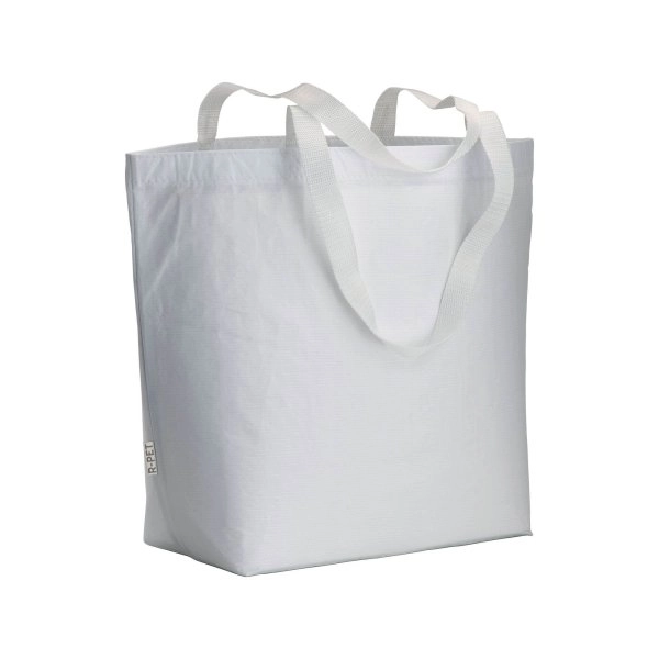 Immagine Shopper in R-PET laminato con soffietto alla base - manici lunghi in poliestere