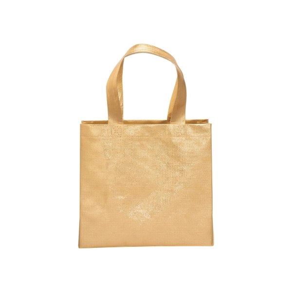 Immagine Mini shopper in TNT laminato metallizzata, manici corti e soffietto