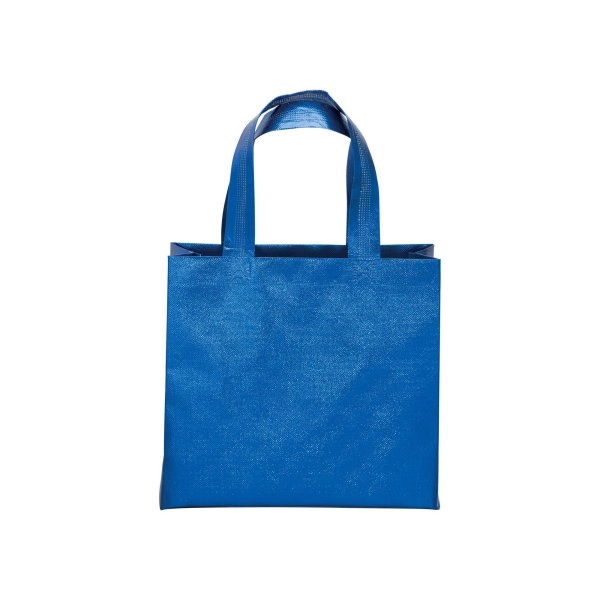 Immagine Mini shopper in TNT laminato metallizzata, manici corti e soffietto