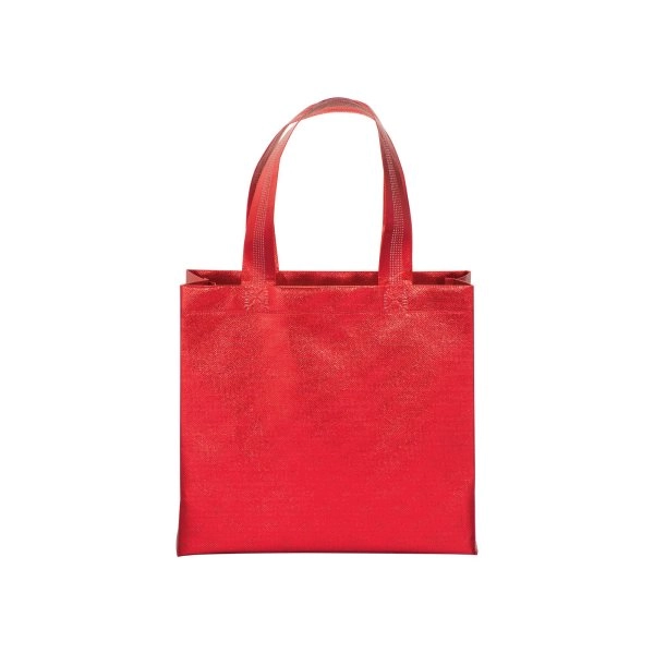 Immagine Mini shopper in TNT laminato metallizzata, manici corti e soffietto