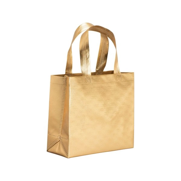 Mini shopper in TNT laminato metallizzata, manici corti e soffietto