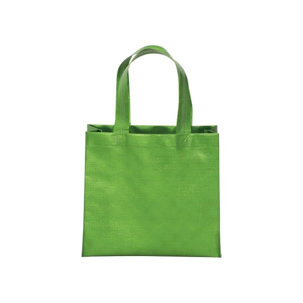 Immagine Mini shopper in TNT laminato metallizzata, manici corti e soffietto