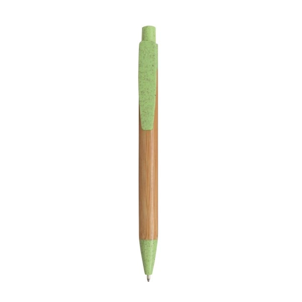 Penna a scatto in bambù con particolari in paglia di grano (50%) e PP (50%)