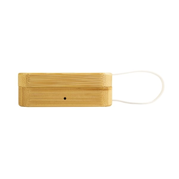 Immagine Auricolari bluetooth con scatola di ricarica in bambù e cavo di ricarica micro USB incluso