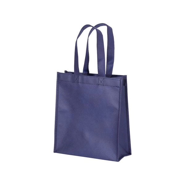Shopper mini con soffietto in R-pet 80 g/m2 con soffietto, manici corti