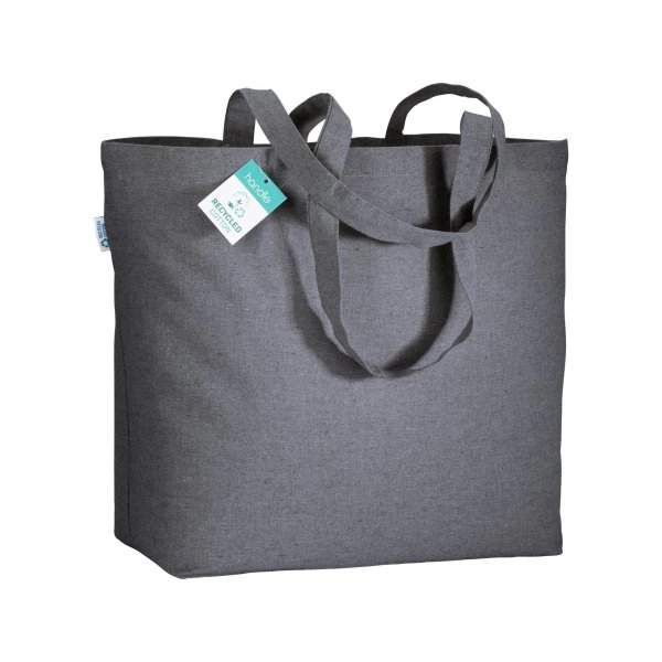 Immagine Shopper in cotone riciclato 190 g/m2 con soffietto alla base, manici lunghi