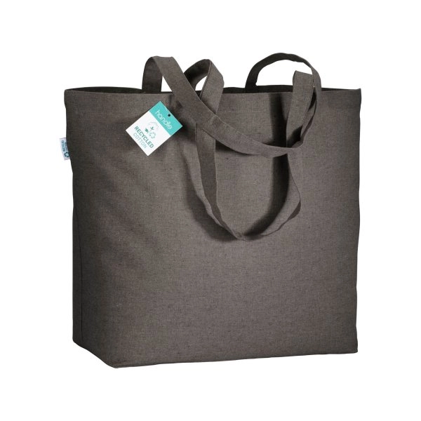 Immagine Shopper in cotone riciclato 190 g/m2 con soffietto alla base, manici lunghi
