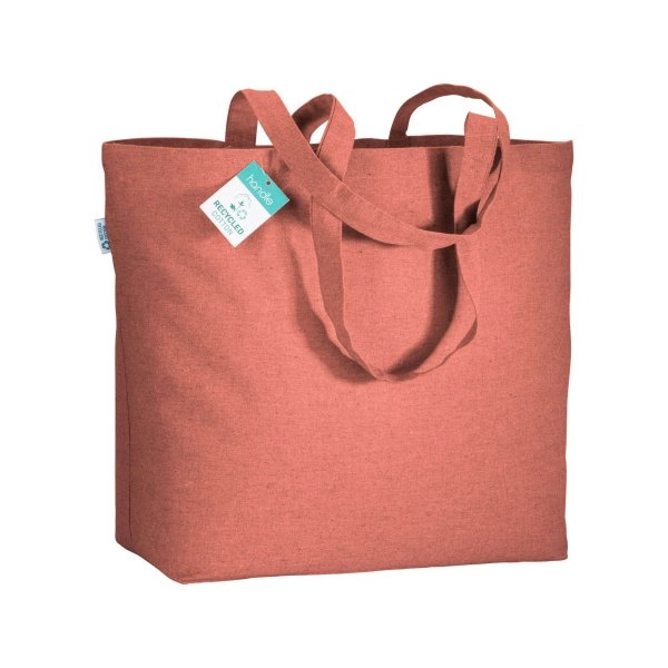 Immagine Shopper in cotone riciclato 190 g/m2 con soffietto alla base, manici lunghi