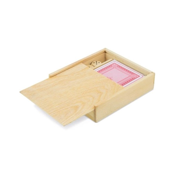 Immagine SET IN LEGNO MAZZO DI CARTE E DADI