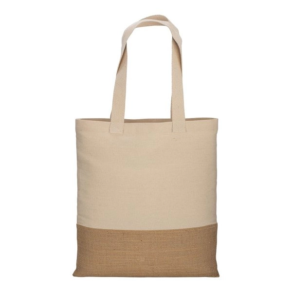 Immagine Shopper in cotone 230 g/m2, base in juta, manici lunghi